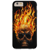 Gothic Skull Yellow Orange Fire Flames Pattern