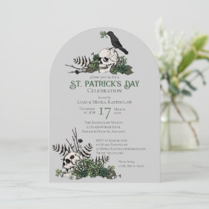 Gothic Skulls and Clovers St Patrick's Celebration Invitation