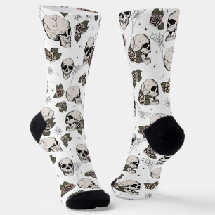 Gothic Skulls and Roses Floral Socks