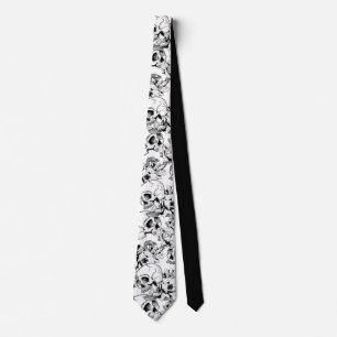Gothic Skulls and Roses Line Art Business Wear Tie