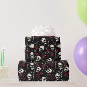 Gothic Skulls and Roses Wrapping Paper