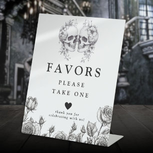 Gothic Skulls Black And White Favours Pedestal Sign