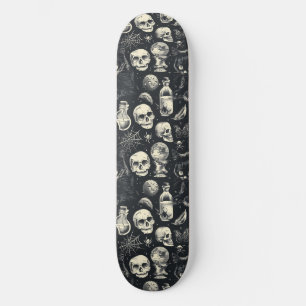 Gothic Skulls Black Cats and Spiders Skateboard