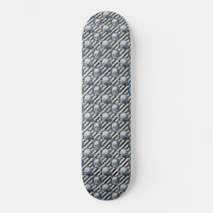 Gothic Skulls Blue Flowers Skateboard