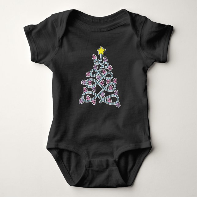 Gothic Skulls Christmas Tree Baby Bodysuit (Front)