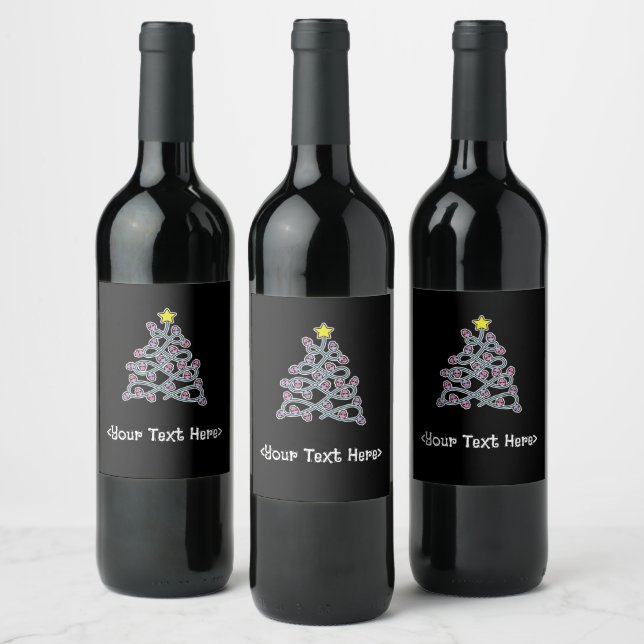 Gothic Skulls Christmas Tree Bottle Labels (Bottles)
