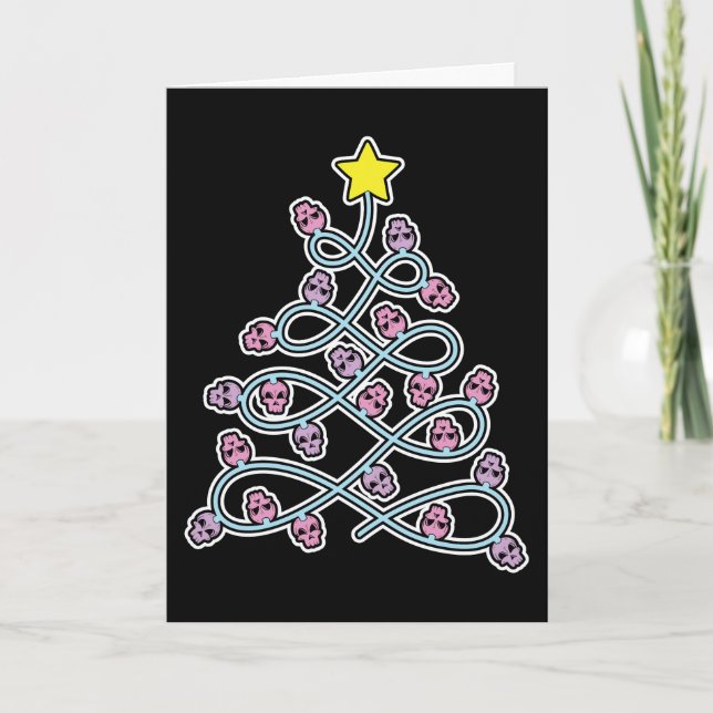 Gothic Skulls Christmas Tree Greeting Card (Blank) (Front)