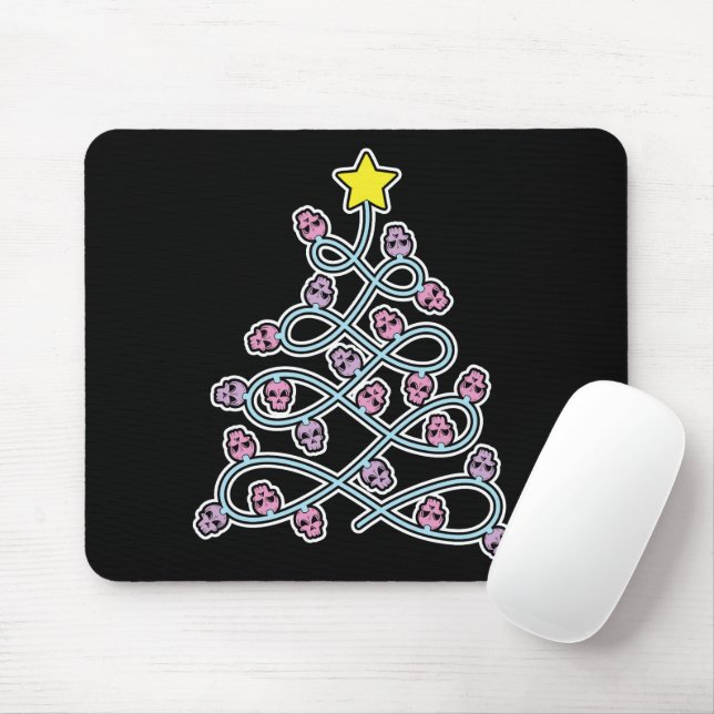 Gothic Skulls Christmas Tree Mouse Pad (With Mouse)