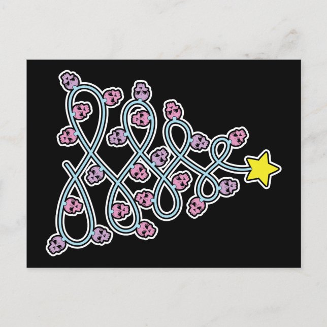 Gothic Skulls Christmas Tree Postcard (Front)