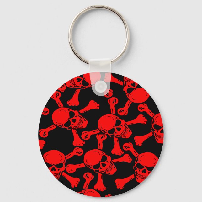 GOTHIC SKULLS CROSSBONES PATTERN KEY RING (Front)