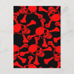 GOTHIC SKULLS CROSSBONES PATTERN POSTCARD