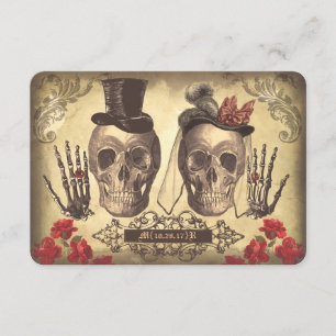 Gothic Skulls Day of The Dead Wedding RSVP cards