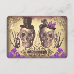 Gothic Skulls Day of The Dead Wedding RSVP cards