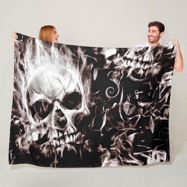 Gothic Skulls Extreme Airbrush Art Fleece Blanket (In Situ)