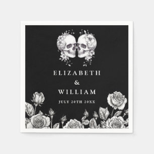 Gothic Skulls Floral Elegant Goth Wedding Napkin