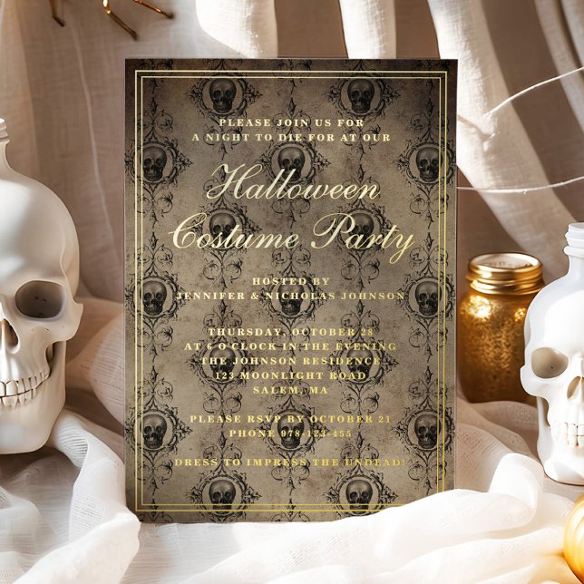Gothic Skulls Halloween Costume Party (Gothic Skulls Halloween Costume Party Foil Invitation)