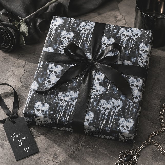 Gothic Skulls & Hearts Spooky Wrapping Paper (Creator Uploaded)