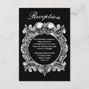 Gothic Skulls Monogram Wedding Reception Enclosure Card