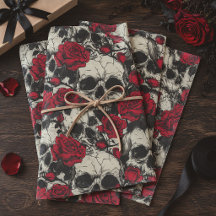 Gothic Skulls & Red Roses Dark Romantic