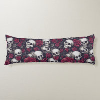 Gothic Skulls & Red Roses Pattern