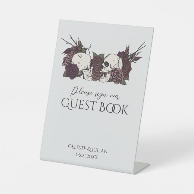 Gothic Skulls & Roses Guest Book Sign (Front)