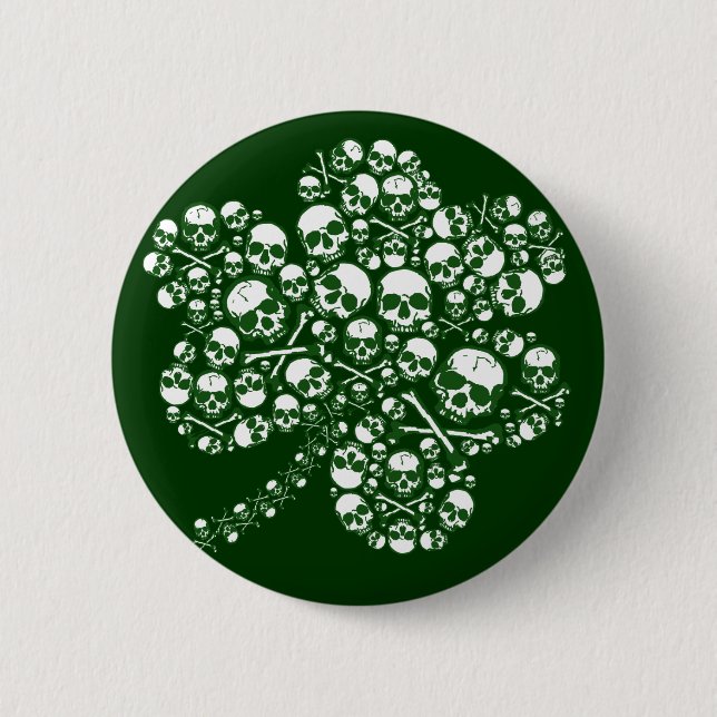 Gothic Skulls Shamrock 6 Cm Round Badge (Front)