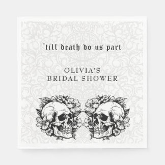 Gothic Skulls till death do us part Bridal Shower Napkin