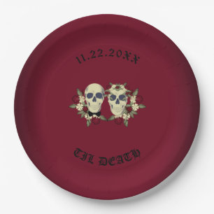 Gothic Skulls Wedding Reception Paper Plate