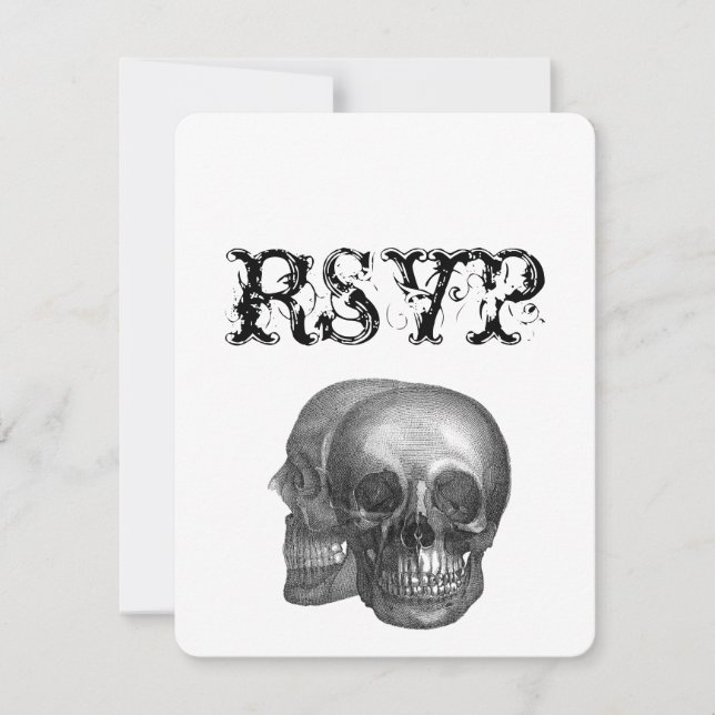 Gothic Skulls Wedding RSVP Card (Front)