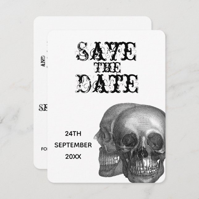 Gothic Skulls Wedding Save The Date Invitation (Front/Back)