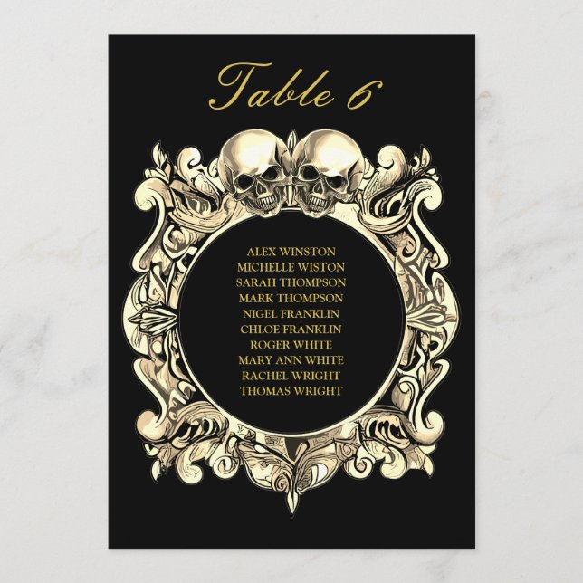 Gothic Skulls Wedding Seating Plan Table Number (Front)