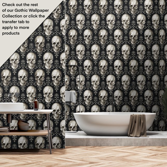 Gothic Skulls with Damask Pattern Wallpaper (Creator Uploaded)