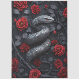 Gothic Snake and Roses Decoupage Tissue Paper