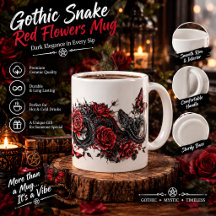 Gothic Snake & Red Flowers Mug – Dark Botanical Bu