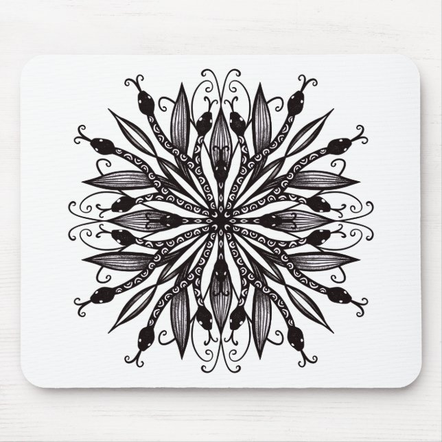 Gothic Snakes Creepy Black And White Mouse Pad (Front)