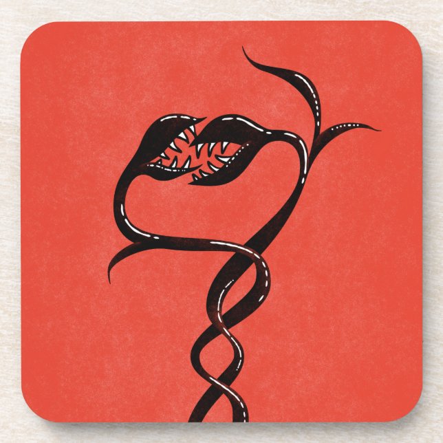 Gothic Snakes Red And Black Coaster (Front)