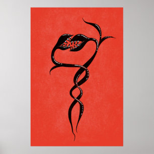 Gothic Snakes Red And Black Poster