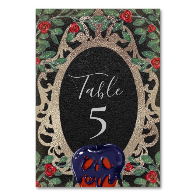 Gothic Snow White Fairy Tale Theme Party Table Number (Front)