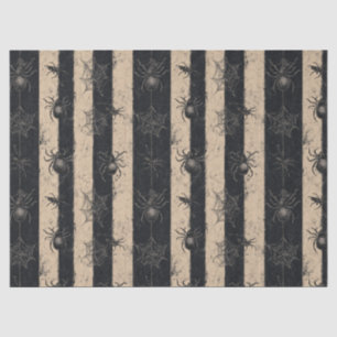 Gothic Spider and Web Striped Halloween Pattern Tissue Paper