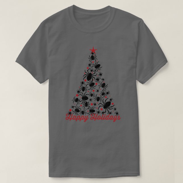 Gothic Spider Christmas Tree T-Shirt (Design Front)
