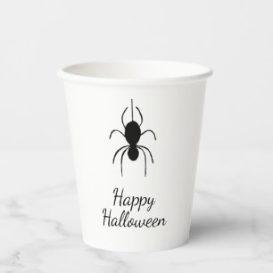Gothic Spider Halloween Party Simple Black White Paper Cups