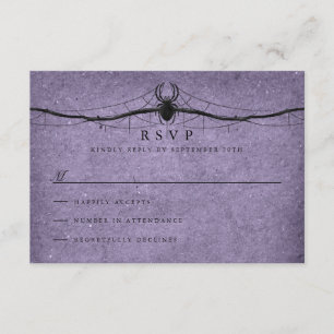 Gothic Spider Halloween Wedding RSVP Card