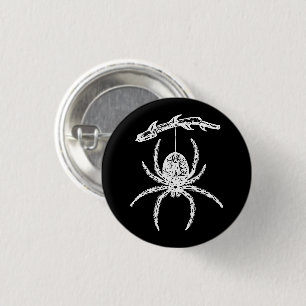 Gothic Spider Hanging From Branch Button