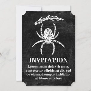 Gothic Spider Hanging From Branch Invitation