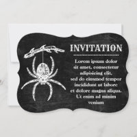 Gothic Spider Hanging From Branch Invitation