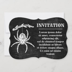 Gothic Spider Hanging From Branch Invitation