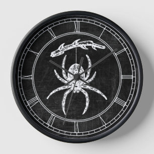 Gothic Spider On Branch Round Clock