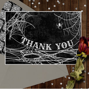 Gothic Spider Web Halloween Wedding or Shower Than Thank You Card
