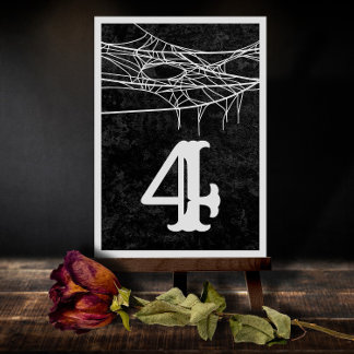 Gothic Spider Web Halloween Wedding Table Number