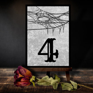 Gothic Spider Web Halloween Wedding Table Number